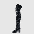 Women High Heel Boots Designer Shoes Microfiber Leather Long Booties Over-the-Knee