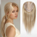 14inch Gray Blonde Mono Lace Base Hair Toppers for Women Thinning Hair Natural Real