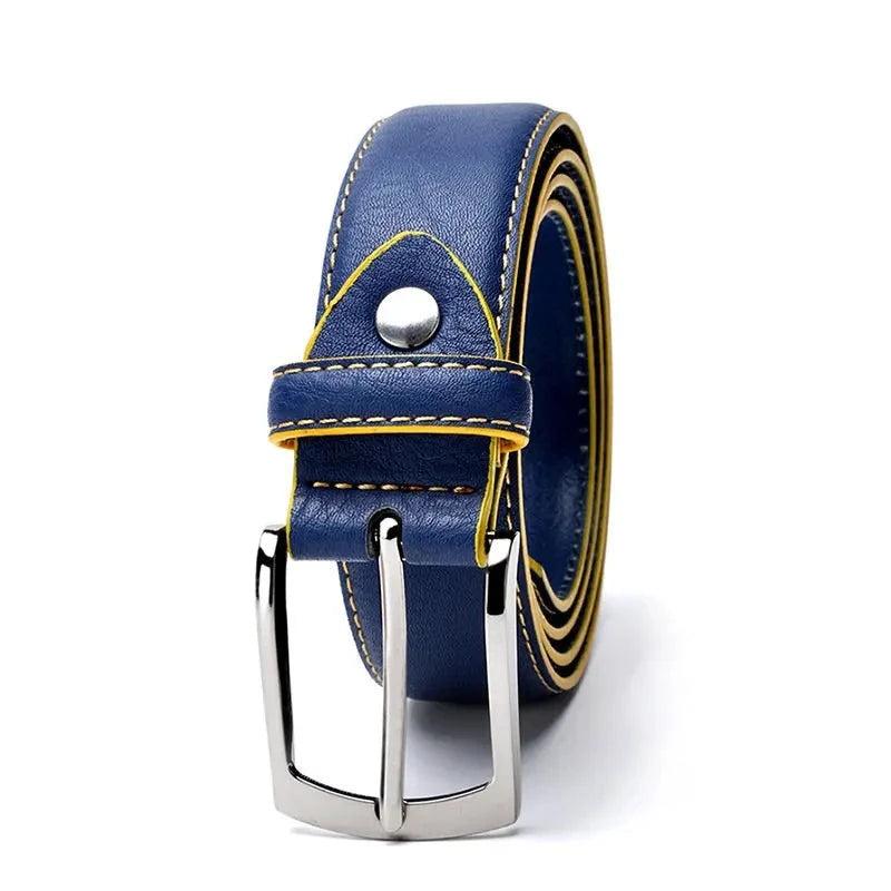 Luxury Leather Pin Buckle Belt Fashion Casual Two Layer Men's Jeans Belt