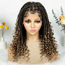 Knotless Box Braided Wigs with Curly Ends Lace Boho Braided Lace Wigs Lace Frontal Braids Wig for Women
