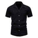 Jacquard Men's Short Sleeve Shirts  Turn-down Collar Casual Summer Shirts for Men
