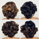 Four different hairstyles with curls on a white background, Obroi