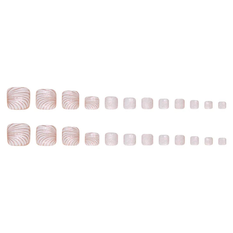 24pcs Toenails with Glitter Nails Women Wearable Full Cover Press on Toenails