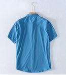 Men Spring Summer Thin Ice Silk Short Sleeved Shirt Casual Turn-down Collar Comfortable Solid Color Shirts