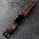 Vintage Style Titanium For Apple Watch  Leather Strap Thickened Soft Men's Bracelet