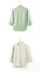 Summer Casual Linen Tee Men Simple Round Neck T-shirt Loose Breathable Tops Styles