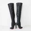 Retro Round Toe Mid Thigh High Boots Women High Heel Long Boot Rear Zipper Custom Thick Thighs