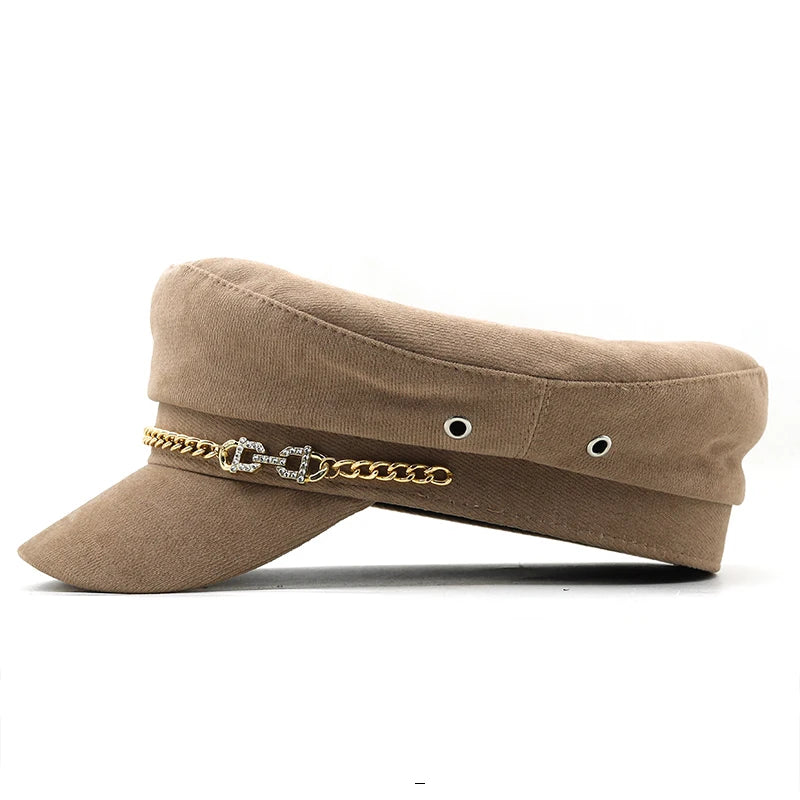 Women Girl chain Beret French Artist Warm Winter Beanie Hat Elegant Lady Winter Caps