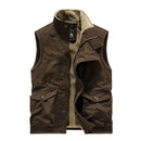 Autumn Winter Men's Fleece Warm Padded Vests Men Stand Collar Army Tactical Waistcoats Men Windbreaker Jackets