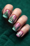 Medium long nails for Chirstmas Square almond tips christmas tree snowflake gift snowman press on nail