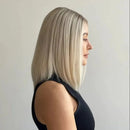 14" Platinum Blonde Short Straight Bob Wig Melt Ash Roots Lace Front Natural Wig for Women