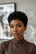 pixie cut short curly human hair wig short curly human hair wig 4inch black