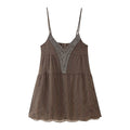 Summer women casual simple versatile beaded sequin embroidered suspender mini dress