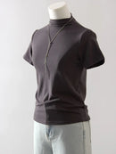 Short Sleeve T Shirts Women Spring Summer Half Turtleneck White Top Tees For Ladies