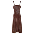 Obroi Brown sequin dress on a white background
