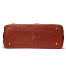 Brown leather duffel bag with gold rivets on a white background, Obroi