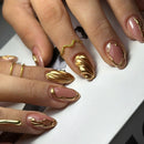 Press on Nails Almond Shape False Nails Woman Medium Short Nail Tips