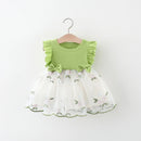 Girl's dress summer baby girl with patchwork mesh flower embroidery princess dress