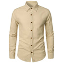 Vintage Medieval Linen Shirt For Men Simple Solid Button Down Shirt Male Retro Pleated Classic