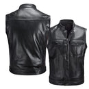 Autumn Winter Men's Faux Leather Waistcoat Classical Men Stand Collar Motorcycle Biker Leather Vest