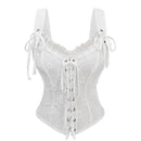 Gothic Corset  Lace-up Textured Lace Trim Ruffles Textured Corset Tops