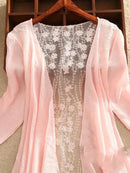 Women Lace Jacket Summer Elegant Half Sleeve Embroidery Floral Thin Lace Coats Ladies White Cardigan Outwear