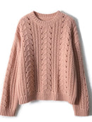 Cashmere Pullover Women Round Neck Solid Gentle Sweet Comfortable Casual Versatile Knitwear Autumn