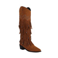 Boots Knee High Pointed Toe Rivets Women's Winter Shoes Suede Western Booties Ladies