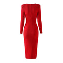 Christmas Year Red Women Long Knitted Dress Wrapped Waist Bodycon Clothing