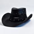 Leather Western Cowboy Hat For Men Wide Brim Gentleman Church Jazz Cap Hats