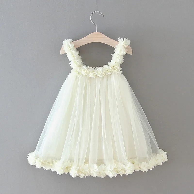 Baby Girl Princess Strap Flower Tutu Dress Infant Toddler Child Summer Dance Birthday Baby Clothes 1-7Y