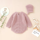 Newborn Infant Toddler Baby Girl Boy Rompers Warm Knit Jumpsuit Soft Outfits Hats Clothing