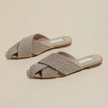 Women Flats Slippers Designer Square Toe Mules Shoes Summer Slides Elegant Dress
