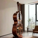 Wooden cello-shaped bar cabinet in a modern living room, Obroi