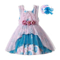 Cute Outfits For Kids Tulle Party Flower Girl Elegant Birthday Dresses With Matching Headband Children Clothes