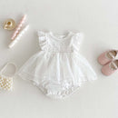 Lace Flying Sleeve Jumpsuit for Newborns in Summer Baby Children Baby Princess Mesh Bag Fart Clothes