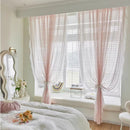 Romantic Sheer Pink Ruffle Curtains for Girls Bedroom Princess Bay Window Curtains Living Room