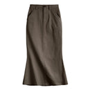 Skirt for Women Versatile Elegant Long Half-body Skirt Dress Slight Stretch