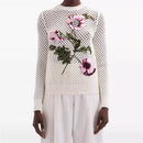 Women's sweater autumn knitted hollow out top Flower embroidered pullover Cashmere blend knitwear