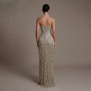 Champagne Party Dress Sweetheart Sleeveless Trumpet Night Dress Sequin and Tassel Celebrity Dress Customized