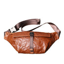 Retro Men's Leather Chest Bag Hand Grab Pattern Oblique Straddle Small Backpack
