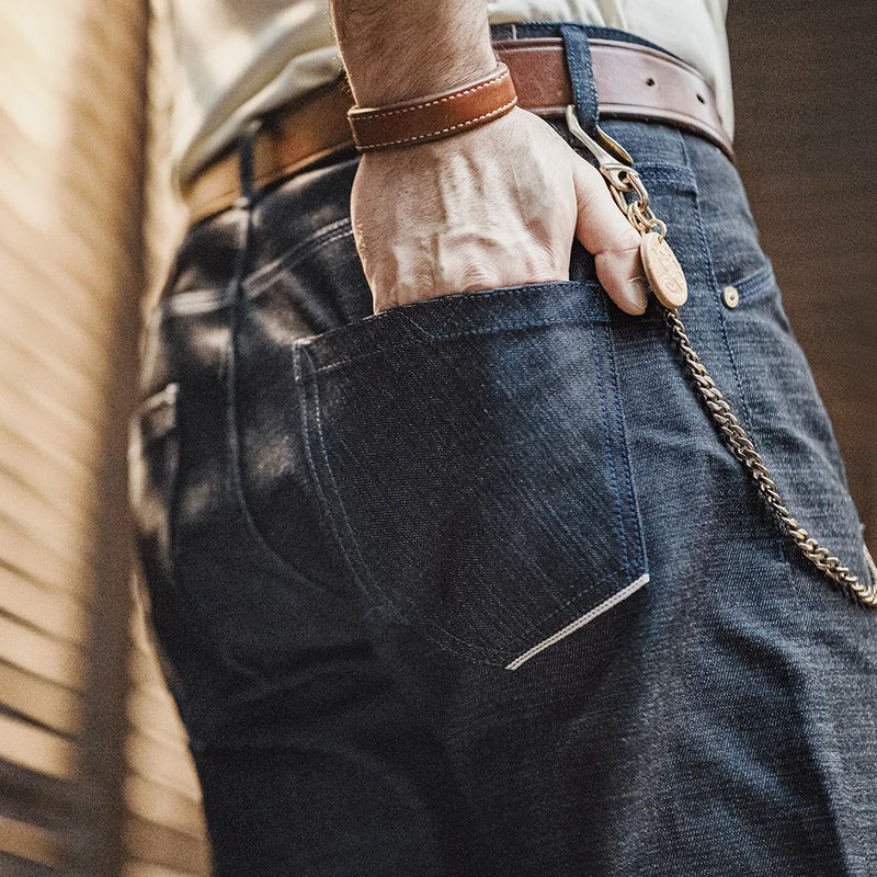 Retro 13oz Selvage Raw Denim Jeans Straight Fit Jeans Classic for Men