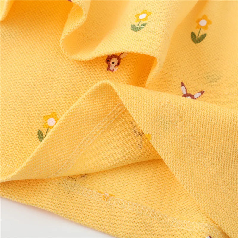 Summer Kids Girls Party Dresses Yellow Toddler Kids Frocks Short Sleeve Birthday Baby Dresses