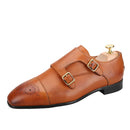 Luxurious Men's Brogues Handmade Bronze Buckles Double-Monk Shoes