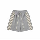 Spring Summer Men Tide Sweatpants Women Spring Striped Shorts Knee-Length Pants Chic Capris