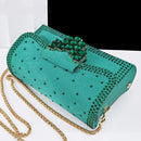 Green Rhinestone Comfortable high heel shoe And Bag Pointed-Toe Shoes For Women