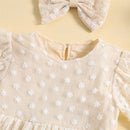 Newborn Baby Girls Summer Rompers Dress Princess Infant Girl Lace Embroidery Elegant Short Sleeve Jumpsuits Tulle Dress Headwear