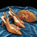 Elegant Inspired Rhinestone High Heels Mini Oval Bag Women's Shoes for Special Occasions