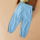 Summer Kids Girls Pants Denim Jean Children's Loose Soft Pants Baby Casual Breathable Trousers