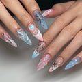 Red Retro Almond Shape False Nails Detachable Finished Fake Nails Press on Nails
